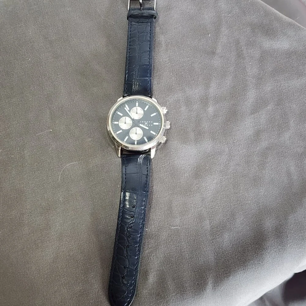 Joseph Abboud Navy Blue Three Dial Japan Movement AB/5042SV Vegan Leather Watch